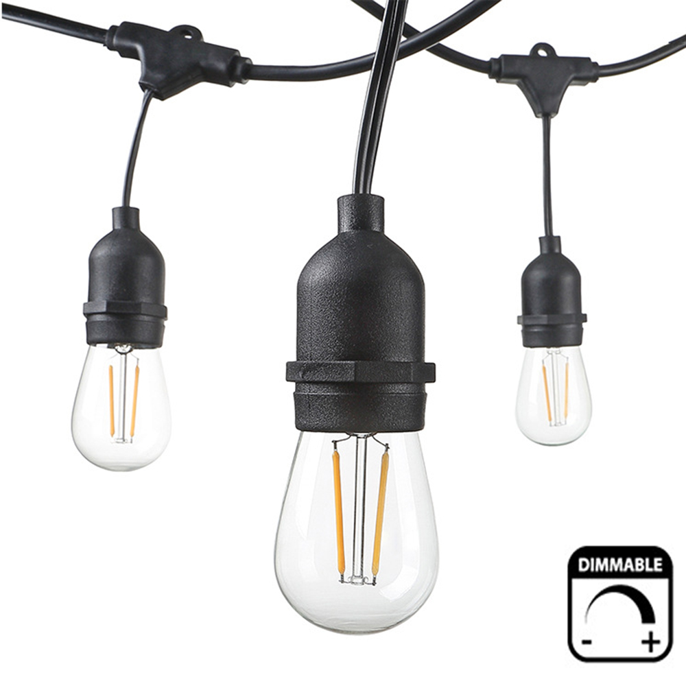 IP65 15M 15Bulbs LED S14 String Lights E27 LED Retro Edison Filament Bulb Outdoor Garden Patio Holiday Wedding Light String