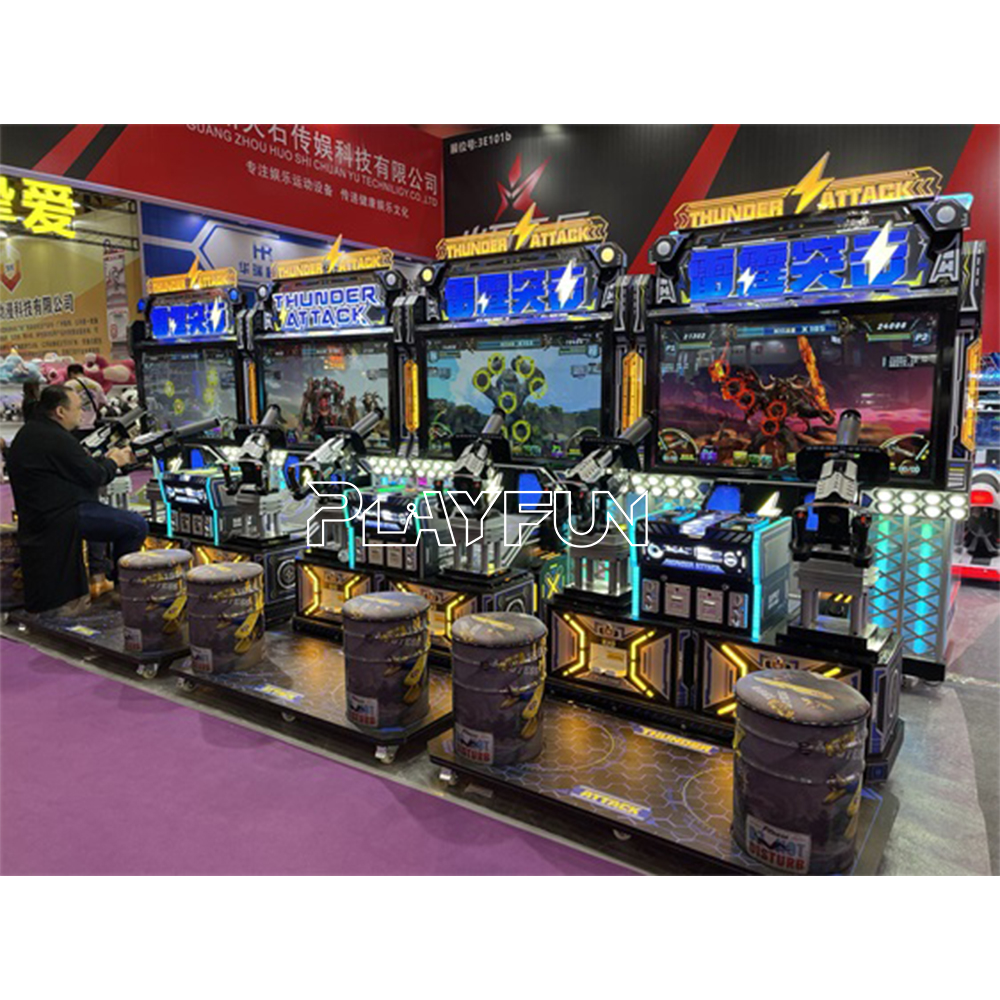 Playfun Hot Sale Indoor Kids Arcade Coin Operated Game Machines 2 Players Thunder Attack Shooting Video Game Machine