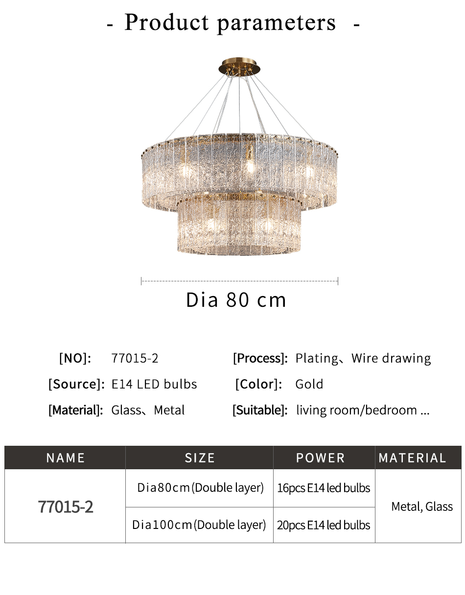 Living room home decor double layer led luxury crystal round chandelier lighting(WH-CY-228)