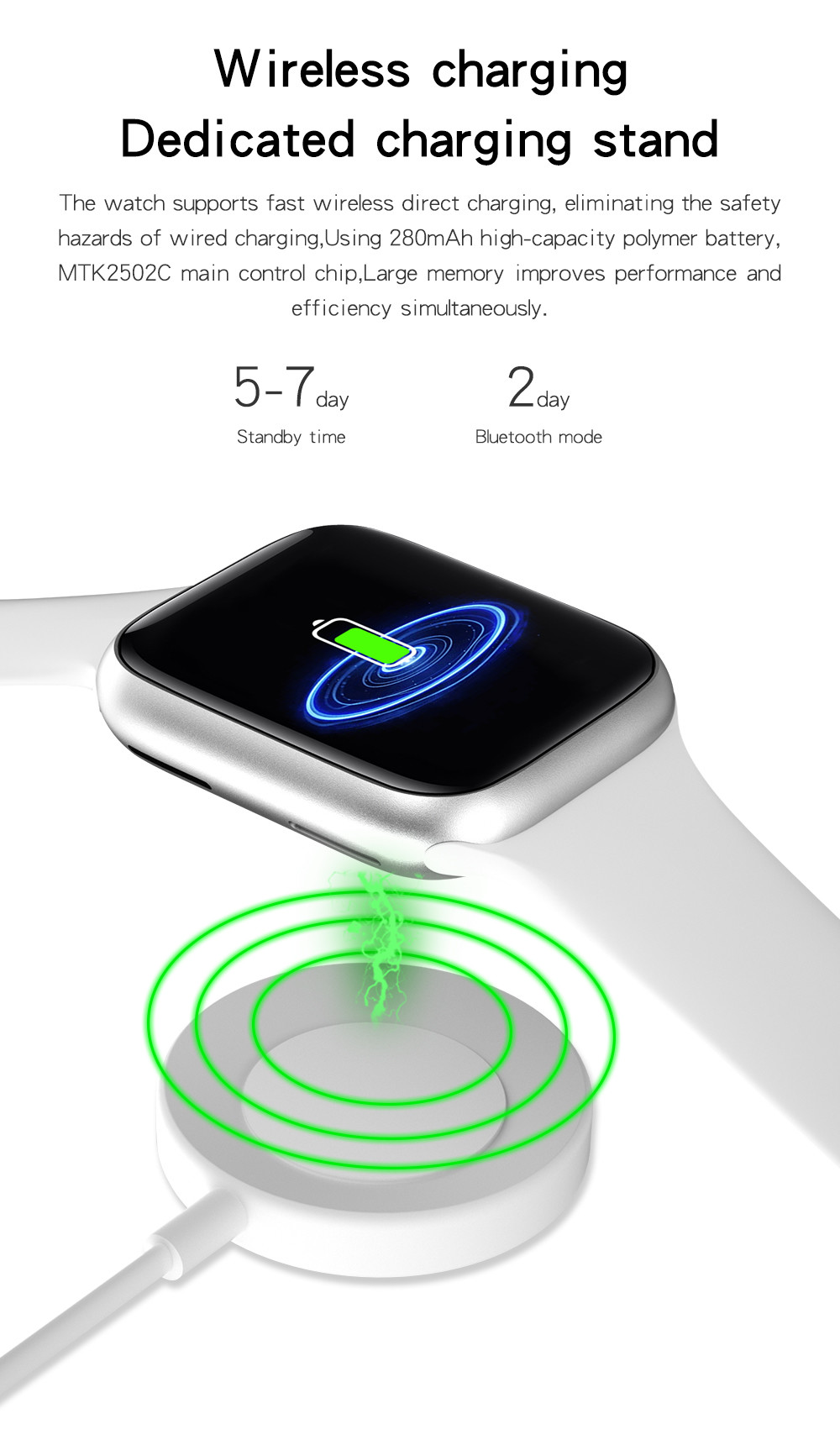 170mAh Dial Call Rechargeable Fitness Clock Android5.0 ECG IWO W78