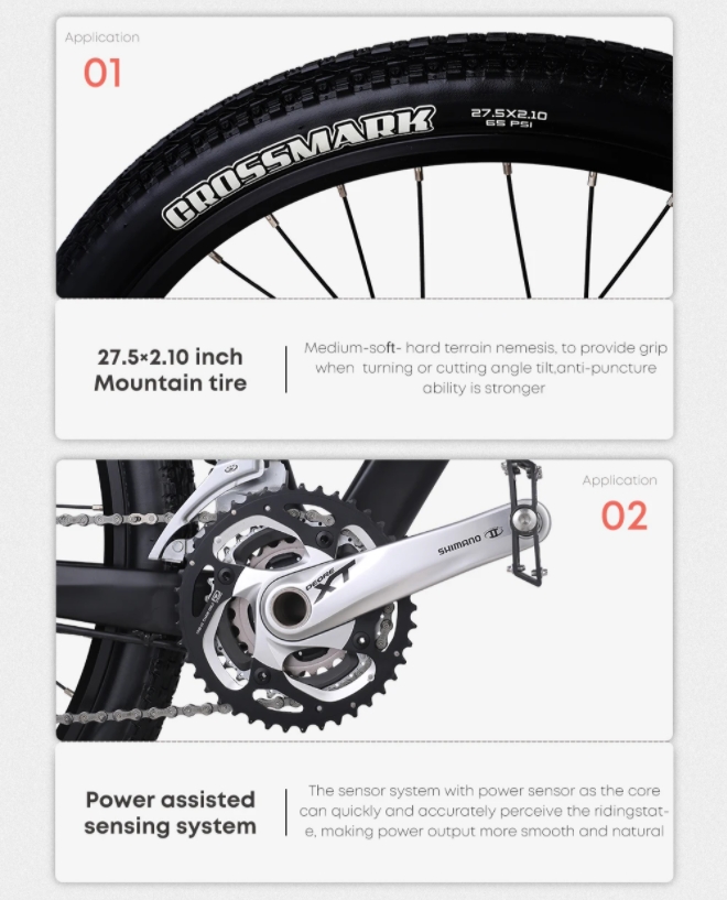 30 - 50Nm Torque Carbon Fibre Electric Mountain Bike With 250W Rear Hub Motor 27 Speed