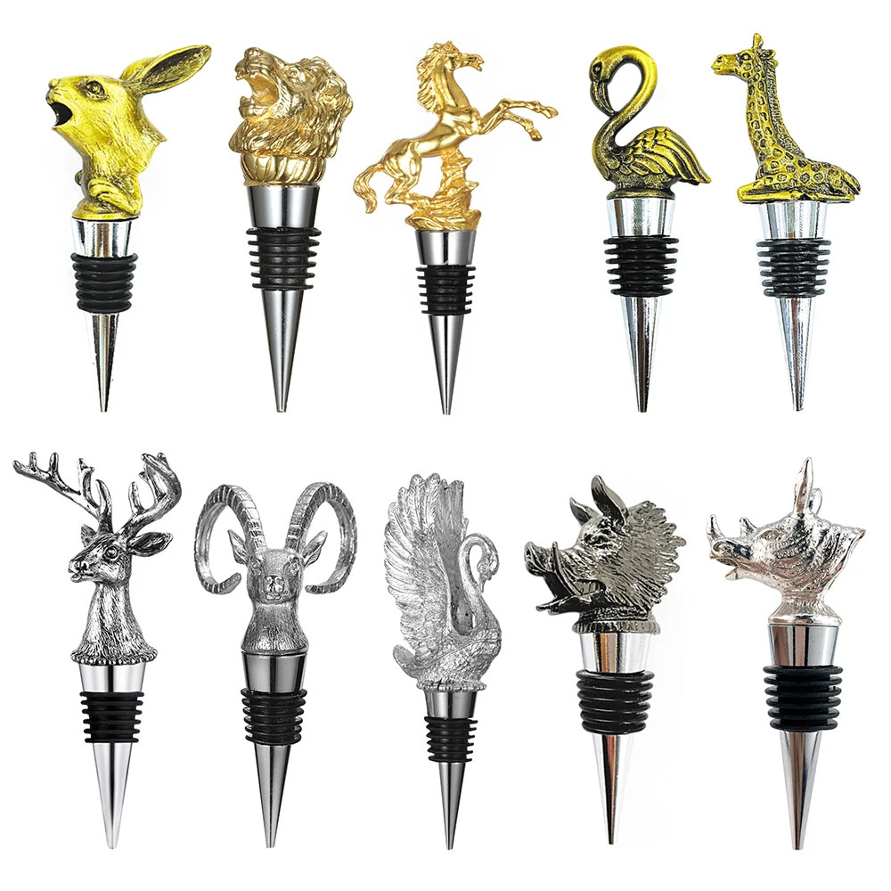 Metal Animal Head Liquor Wine Pourer Stainless Steel Champagne Whiskey Bottle Wine Stopper Pourer
