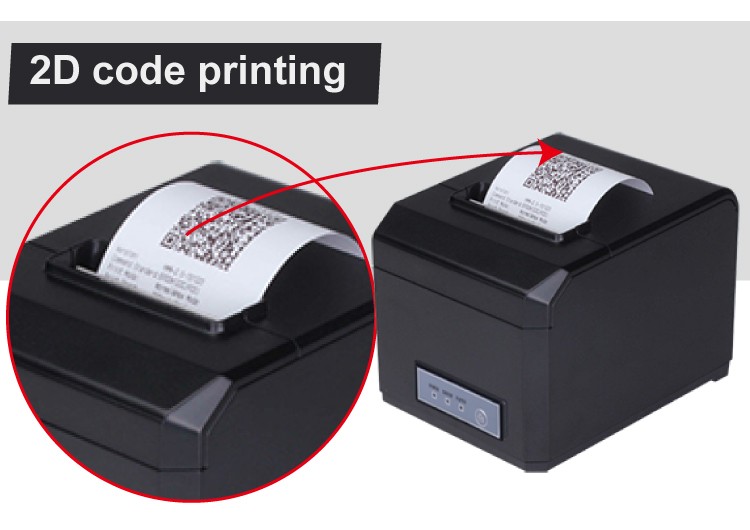 Compact Bimi 58 mm POS Thermal Receipt Printer with Built-in Adaptor Black and White