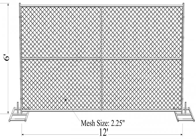 Hot dipped Galvanized 366gram/SQM Chain Link Fence Panels 6'x12' Tube 1.4"/35mm tube mesh 2.5"x2.5" 11ga wire