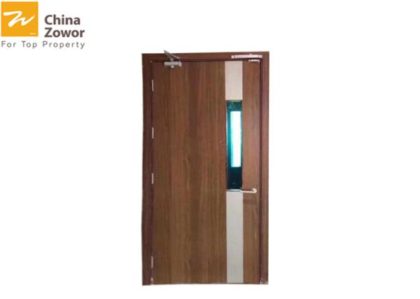 Walnut Wood Grain Finish Fire Safety Door 16/18 Gal Steel Sheet Swing Opening