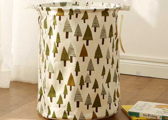 Puting Foldable washing laundry basket toy storage bag cotton lenon customized green gree laundry facility