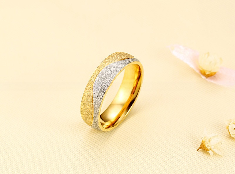 Diamond Shape Galaxy Stainless Steel Rings Silver 18K Gold Plated Two Tone Sandblasted