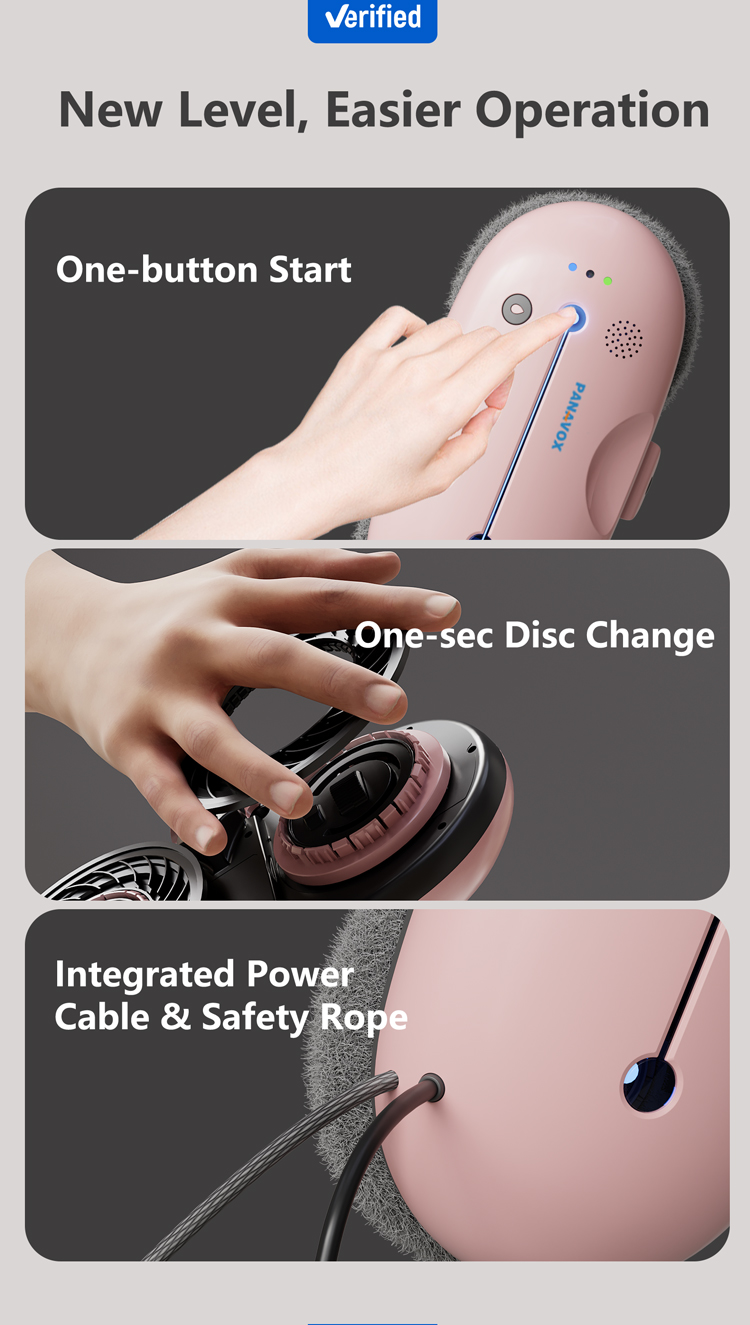 Intelligent Automatic Window Cleaning Robot with 90s/m2 Cleaning Speed and 67dB Noise