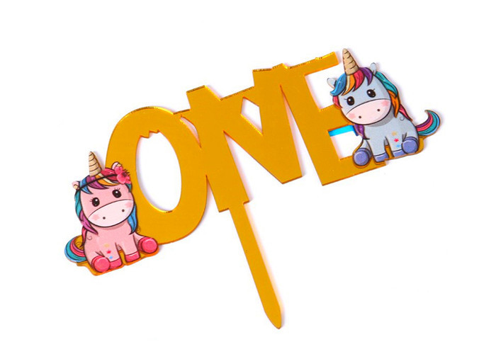 Non - Toxic Acrylic Cake Topper For Happy Birthday / Wedding Party Decorations