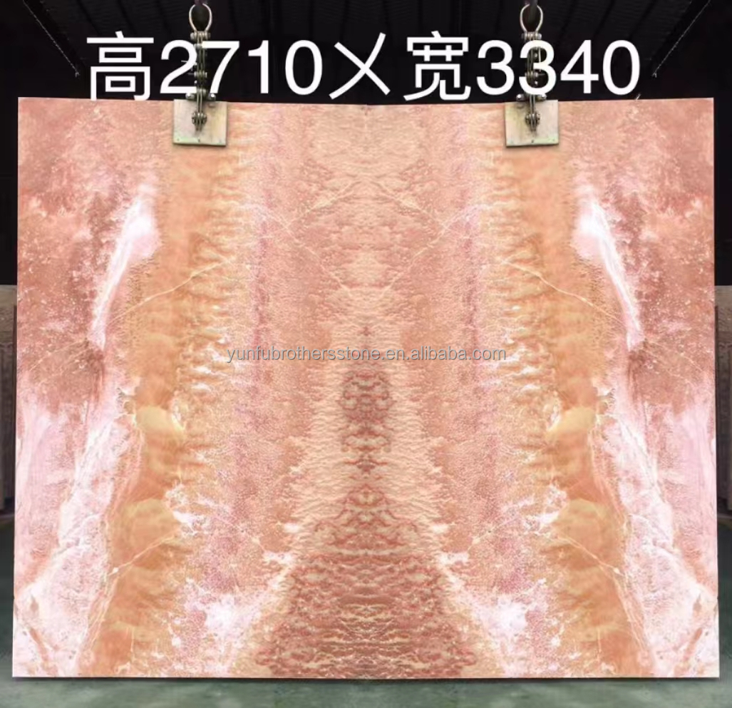 Modern Design Polished Marble Bookmatch Tile Custom Backlit Red Dragon Jade Onyx Wall