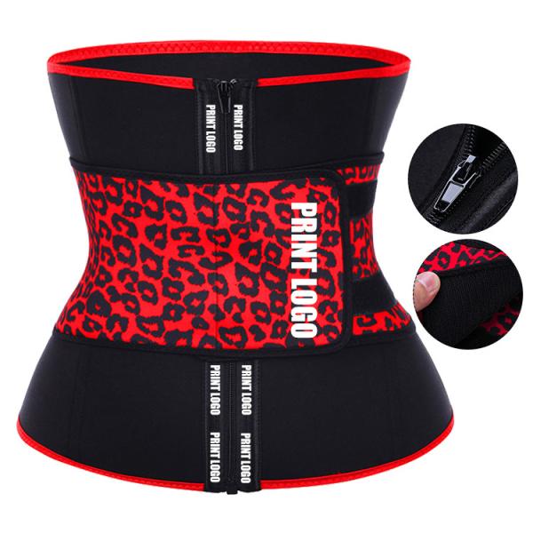 Knitted Weaving Method Private Label Leopard Print Compression Belt Waist