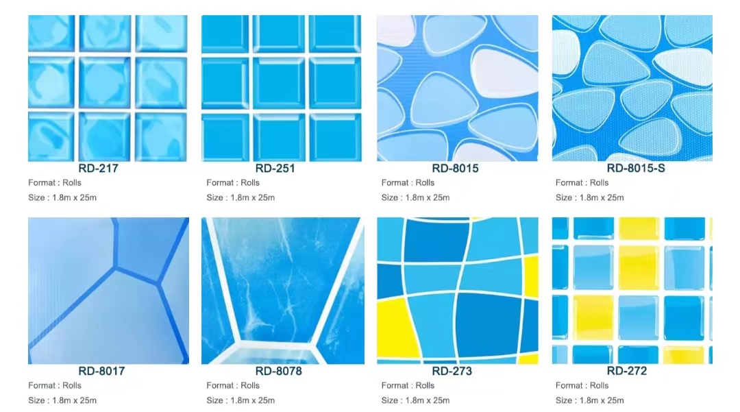 Waterproof Blue Mosaic Pool Liner 1.2mm 1.5mm Vinyl Liners For Inground Pools