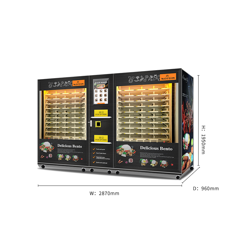 Large Capacity 2 Cabinets Hot Food Vending Machine with Microwave Heating and Smart Touch Screen