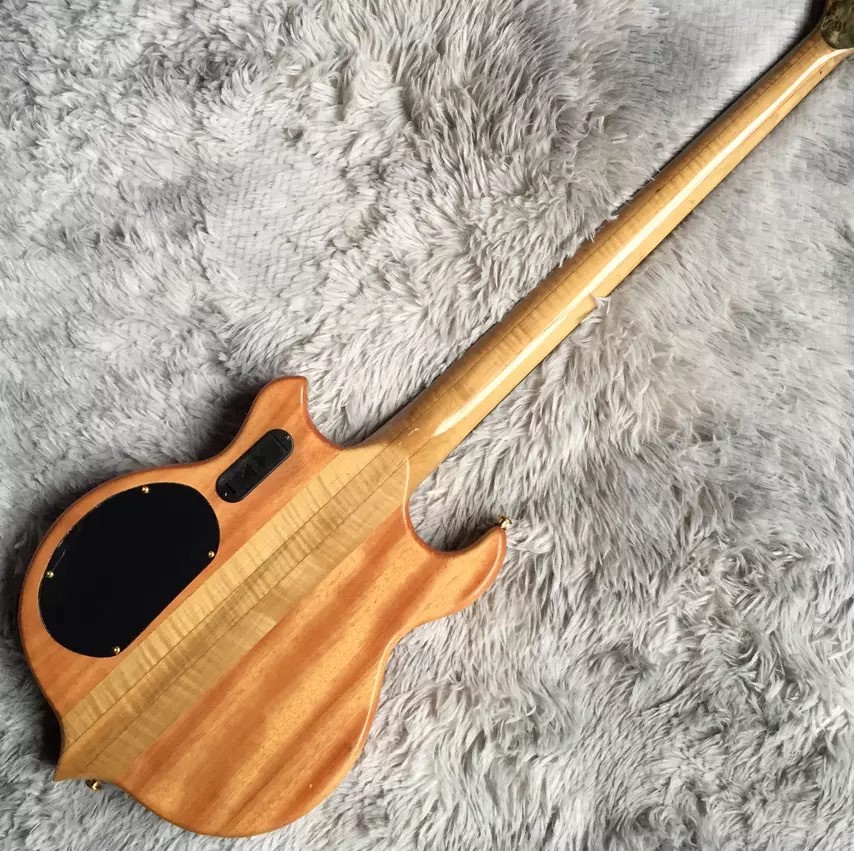 Custom 4 Strings Neck Through Body Alembic Style Electric Bass Guitar Tree Burl Top
