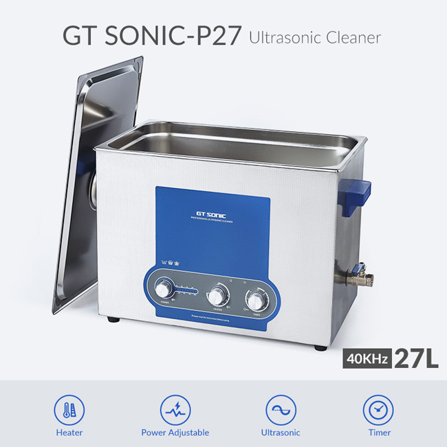 Adjustable Timer Lab Ultrasonic Cleaner 20 - 80 Celsius Heating 27L