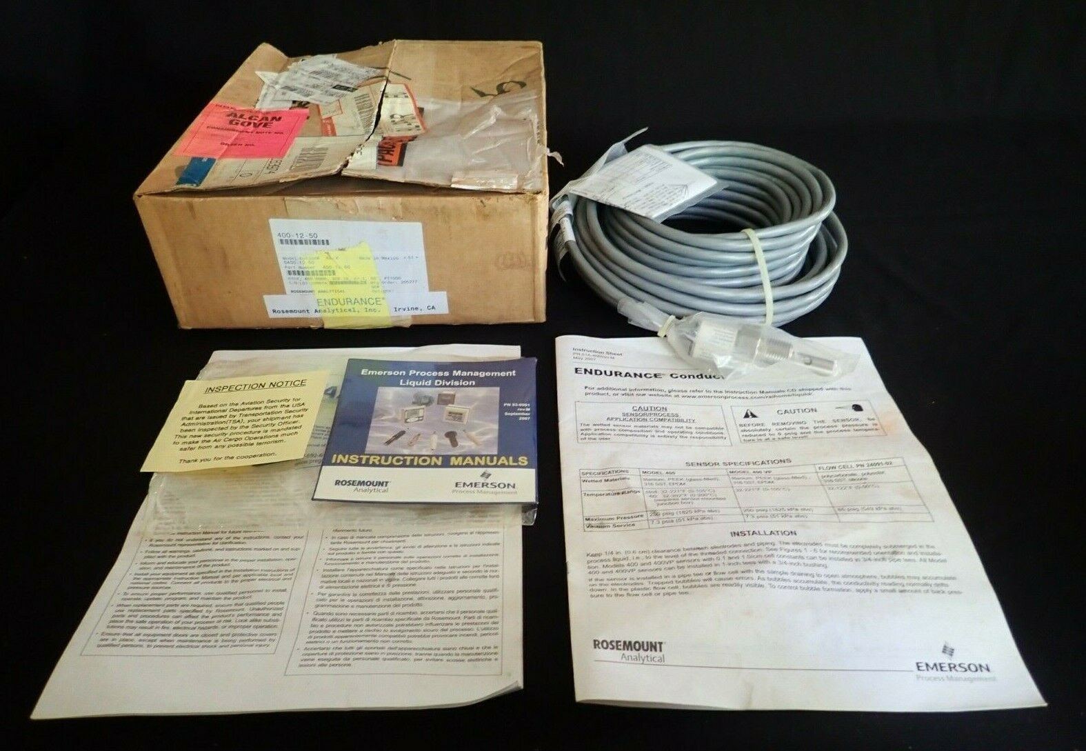 EMERSON 400-12-50 CONDUCTIVITY SENSOR BODY 316 STAINLESS STEEL VACUUM 1.6 IN. HG