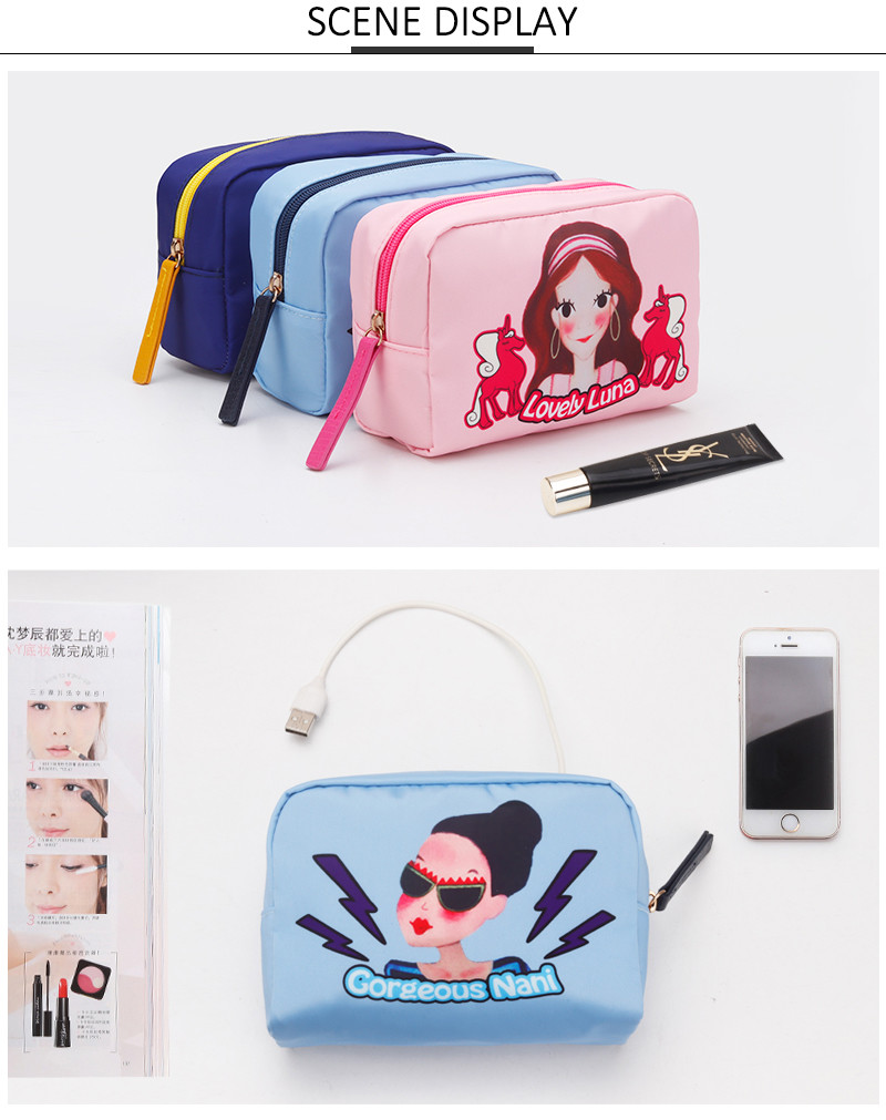 Student'S Zipper Closure Polyester Travel Makeup Pouch