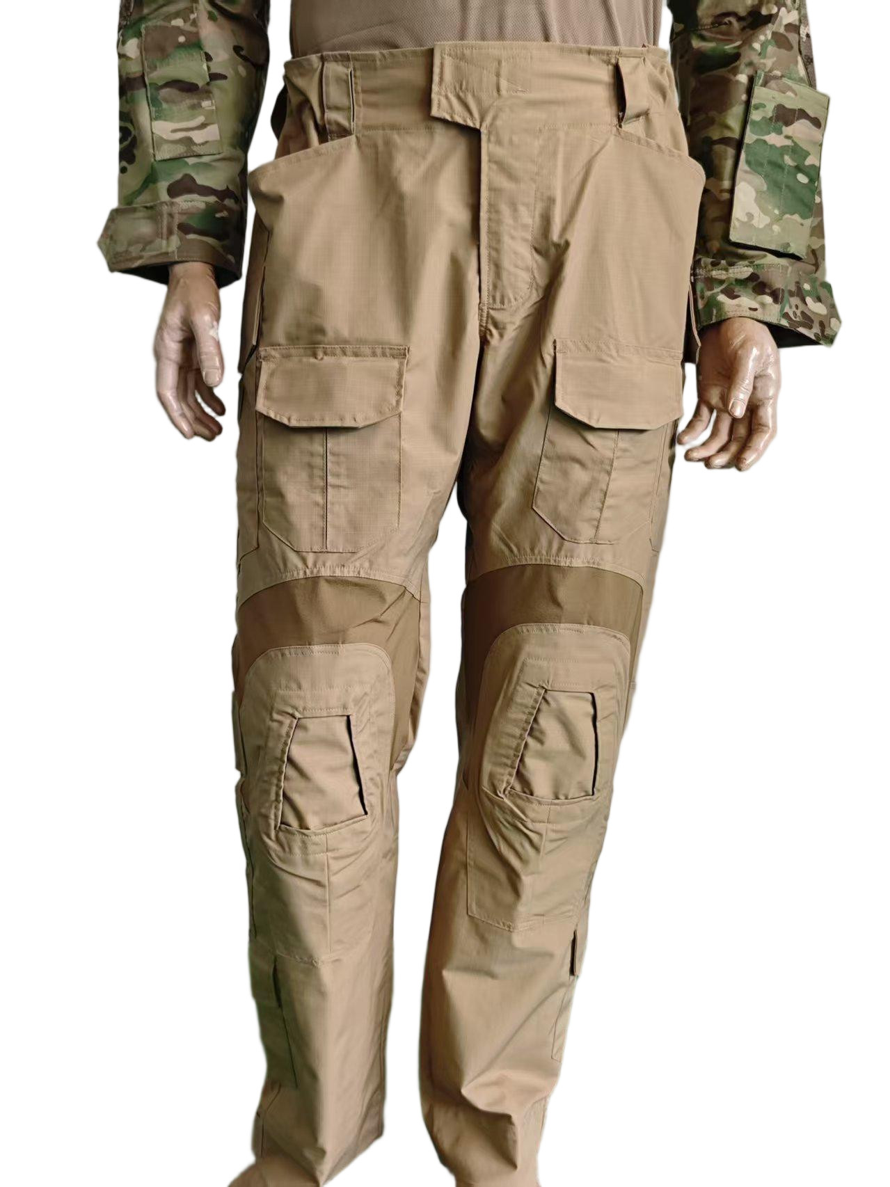 Polyester Cotton Knitted Fabric Tactical Frog Split Combat Set Ventilated Top Utility Pants