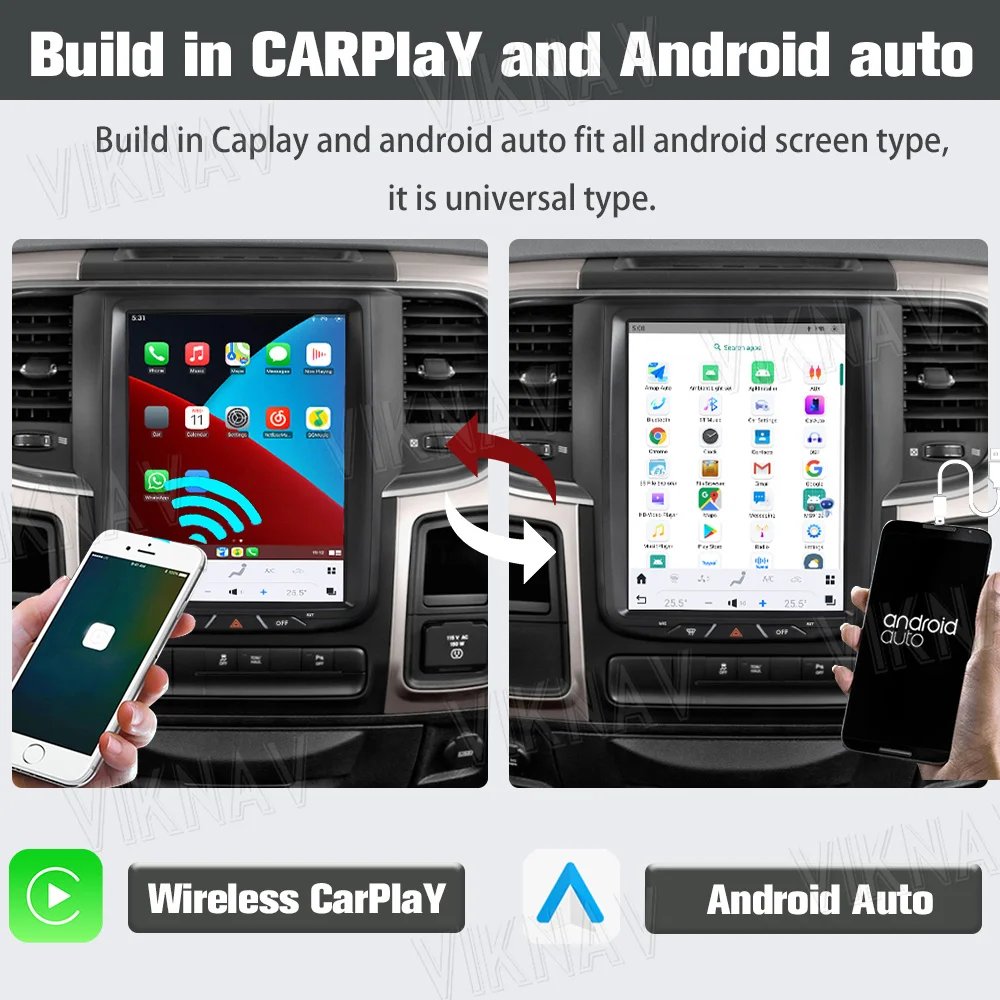 Automatic Touch Screen Dodge Android Radio For Ram 1500 2013-2018 Head Unit