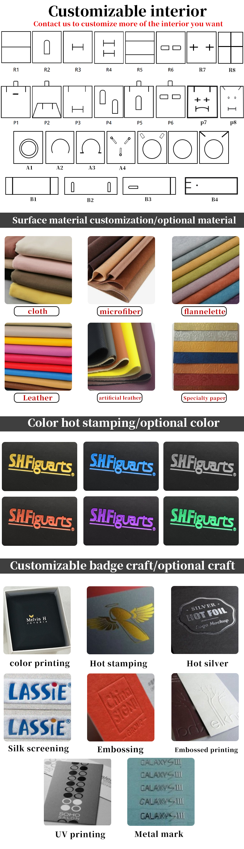 Blue PU Leather Gift Wrap Jewelry Box for Hanhong Octagonal Metal Button Custom Logo