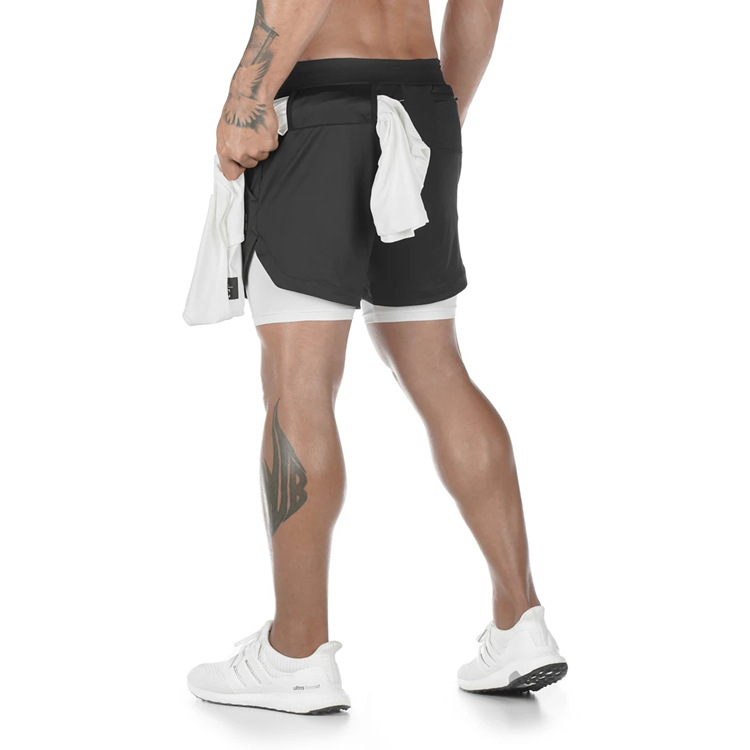 Sweatpants Woven Gym Shorts Men Worsted Breathable M-5XL 2 In 1 Gym Shorts