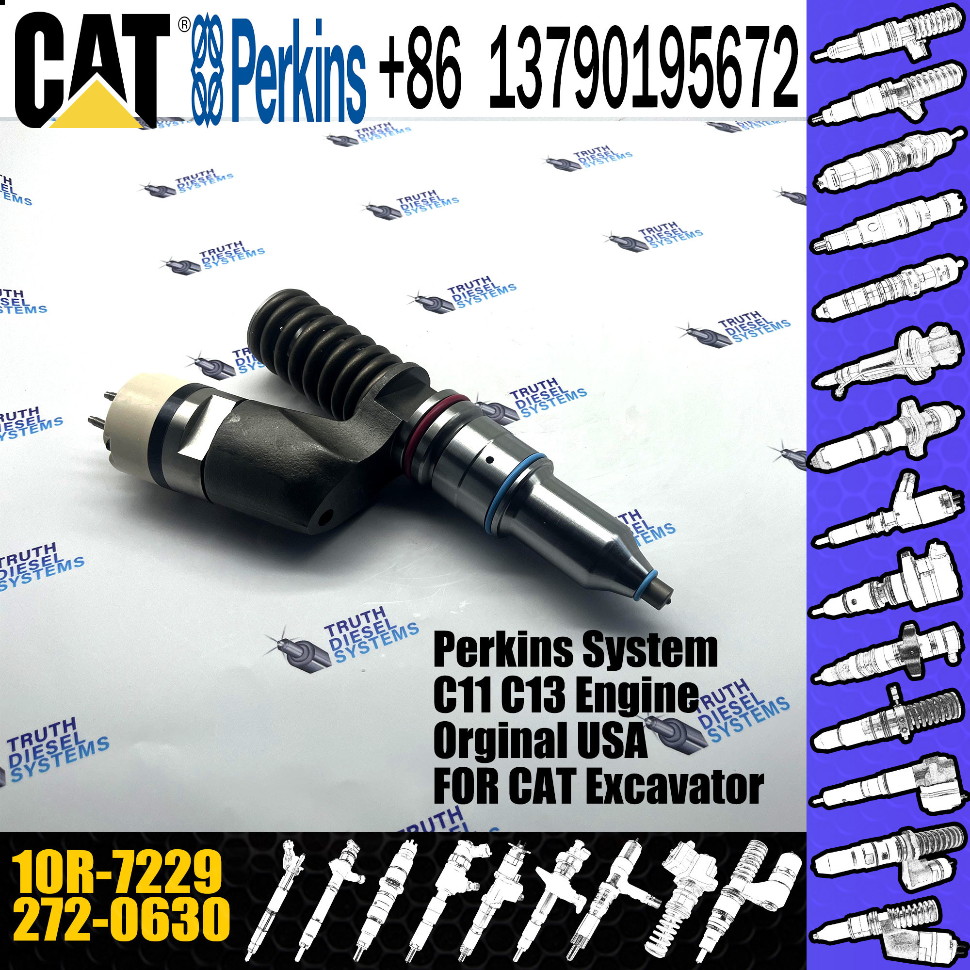 272-0630 Good Quality Diesel Fuel Common Rail Injector 272-0630 10R-7229 For CAT Engine - Industrial C15 C18