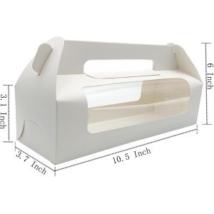  Window Roll Cake Gable Boxes Bulk With Handle &amp; Cake Boards, Homemade &amp; Bakery White Paper Favor Containers, Easy Carrying, Gift Boxes For Christmas Manufactures