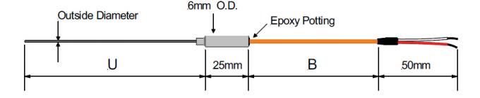Thermocouple Type J And K With Kapton Cable Hot Runner System Temperature Sensor