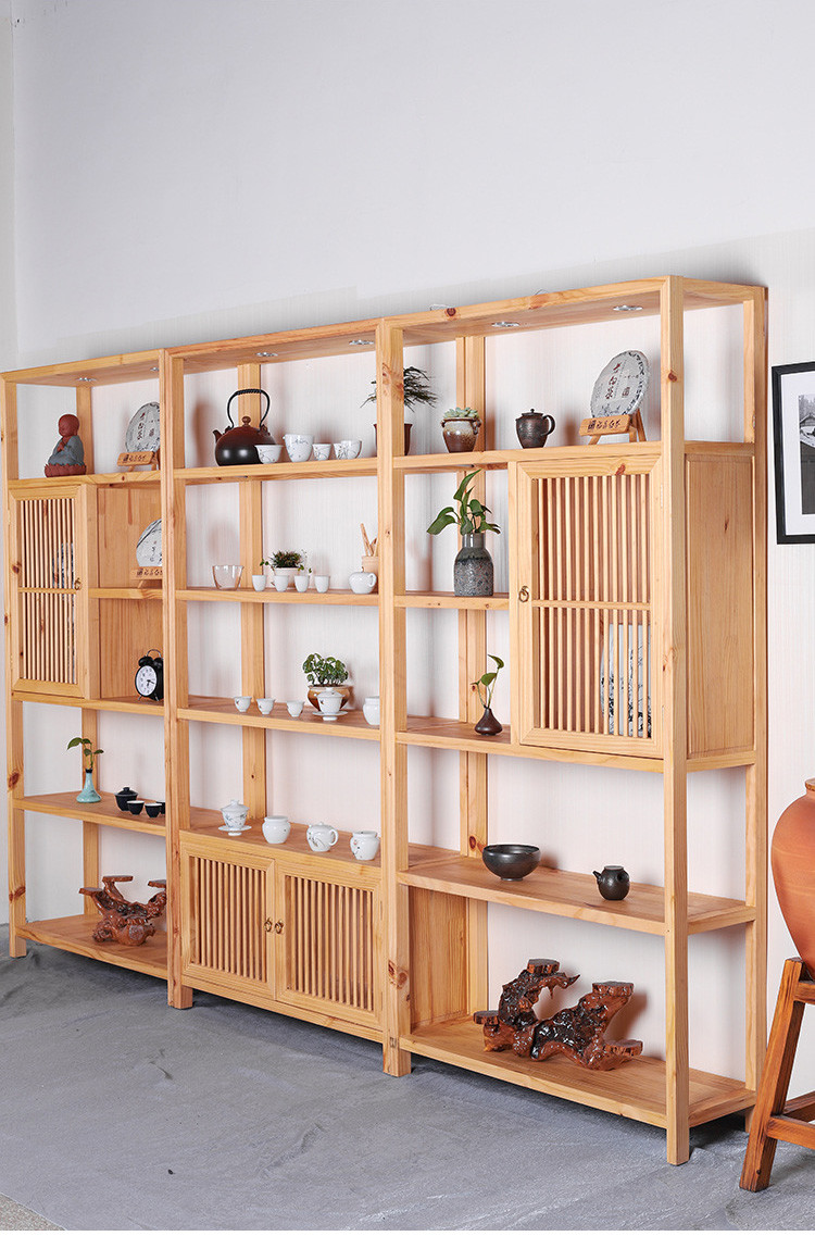 Pinewood Multi Storey Shop Display Showcase Home Storage Cabinet With Door