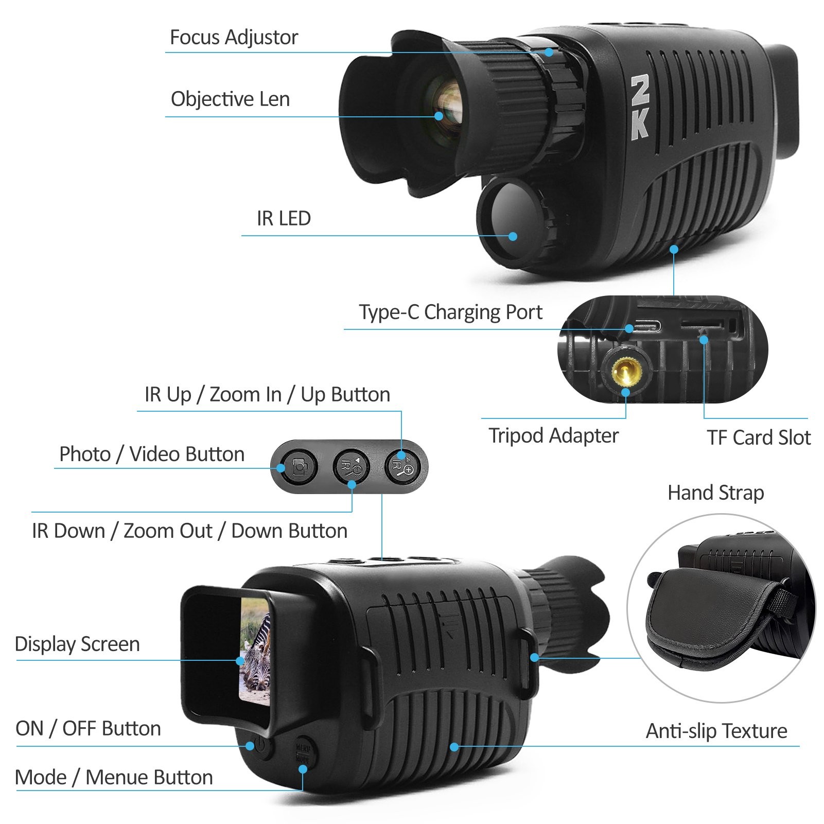Hunting Infrared Optical 4X Night Vision Monocular Camera