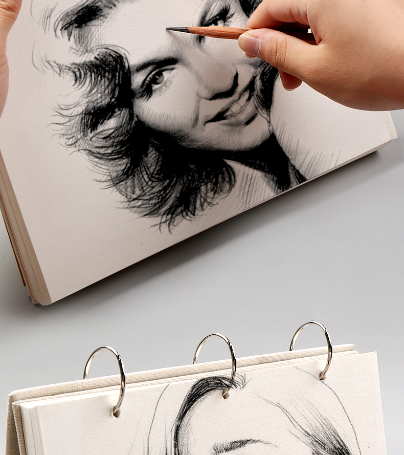 Retro Spiral Sketchbook Linen Hardcover 120 Pages 160 Gsm Refillable Notebook For Art Drawing