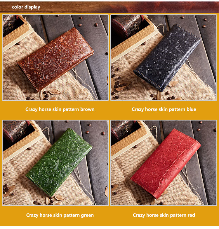 Daily Life Wallet Length Long Women Leather Wallet With Clear PVC Windows And Material