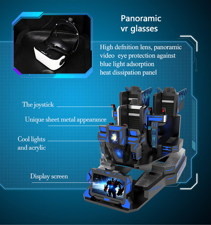 3.5KW 9D VR Simulator Three Player Standing Shooting Racing Game Machine