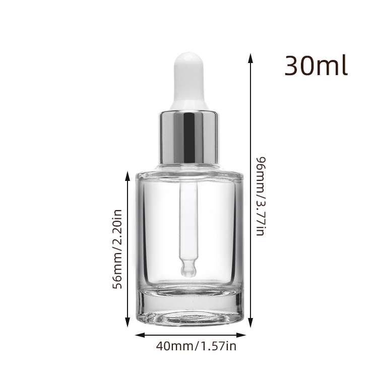 30ml Clear Glass Dropper Bottles Round Dropper Serum Bottle For Essential Oil