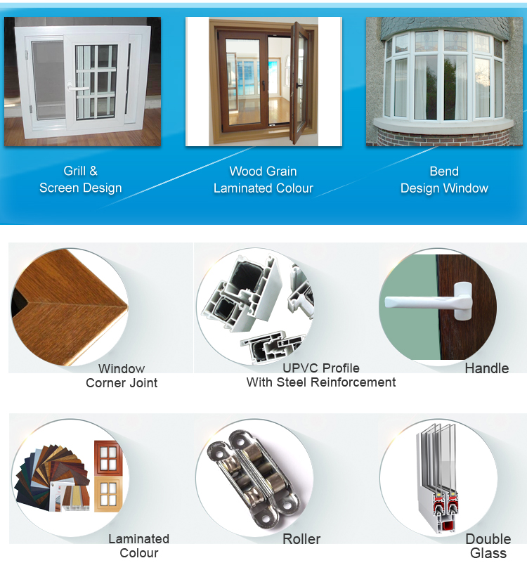 KDSBuilding Manufacturing Price Profile/Plastic Pvc Top 2 Track Burglar System Sliding Triple Glazed Upvc Windows