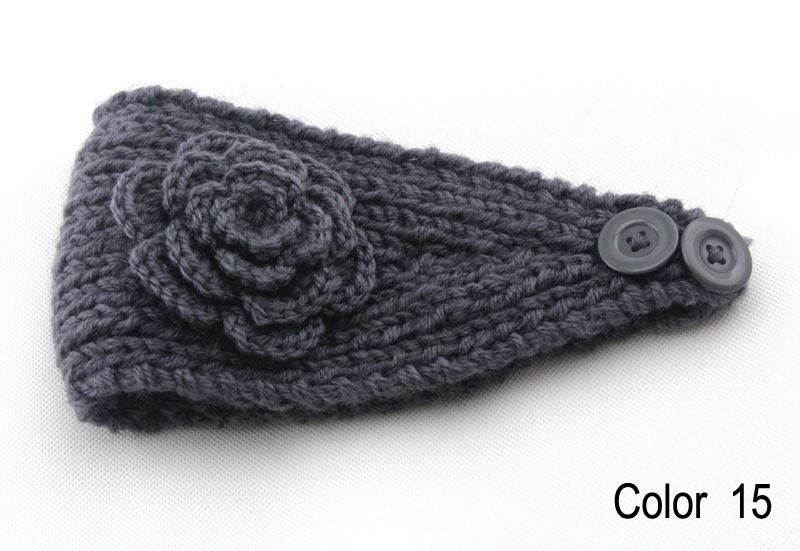 Women knitted headband with flower,crochet headband- Handmade tenia, Hair Accessories