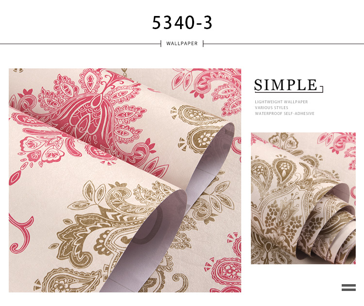 Apartment Wall Paper Home Decoration 45cm Width Self Adhesive 3D PVC Wallpaper Damask