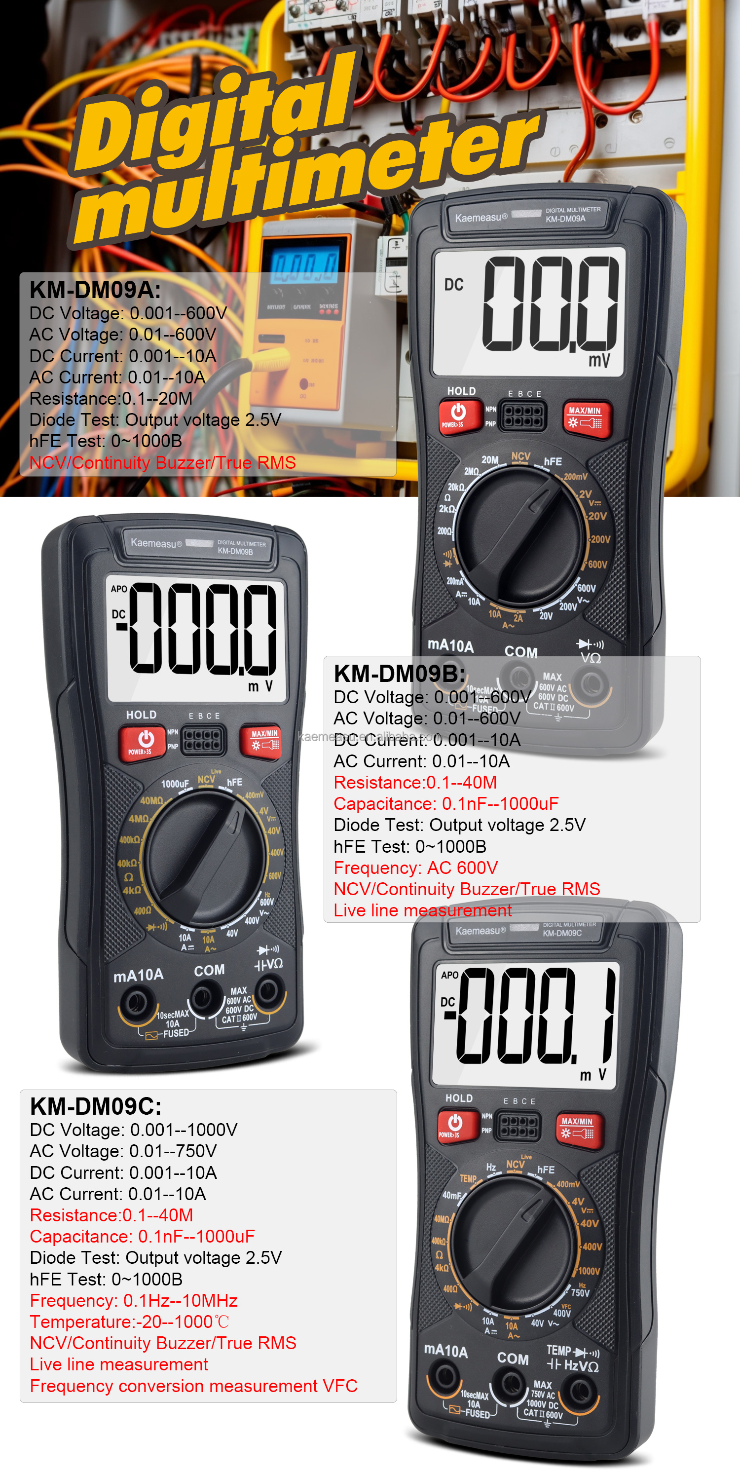 Customizable Digital Clamp Multimeter for Mobile Phone Repair Portable and Compact 142*72*35mm