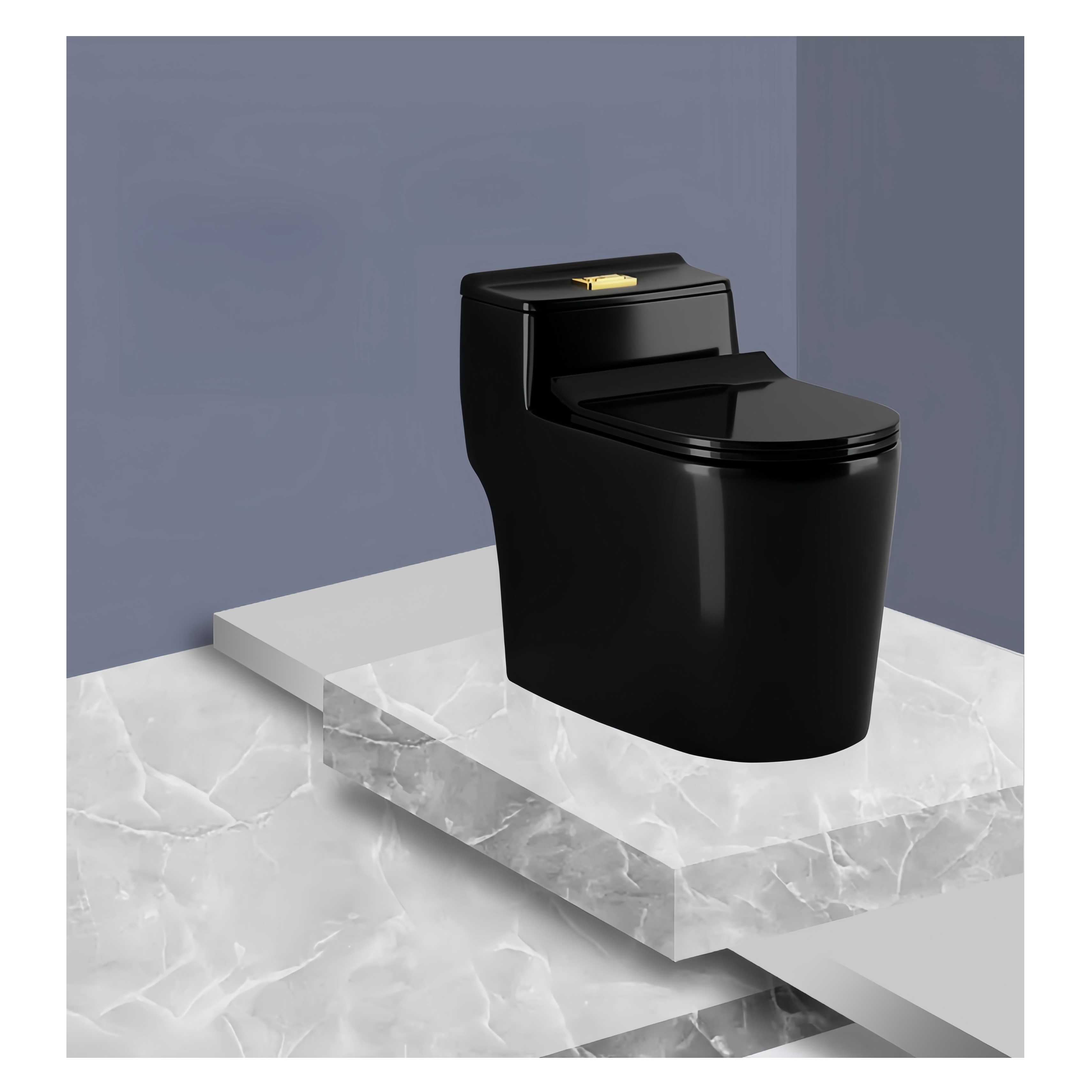 Installation Floor Mounted Dual Flushing Siphon Flush Black Ceramic One Piece Toilet