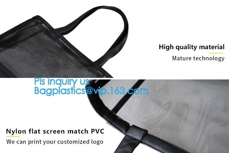 Fashionable Beach Bag Outdoor Tote Bag Black Mesh Handbags, Customized women beach bag, ladies mesh beach bags handbag