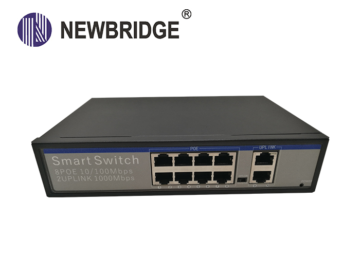 30 Watt Output Industrial Network Switch 10 POE 10/100/1000Mbps Ports 2 Uplink Port