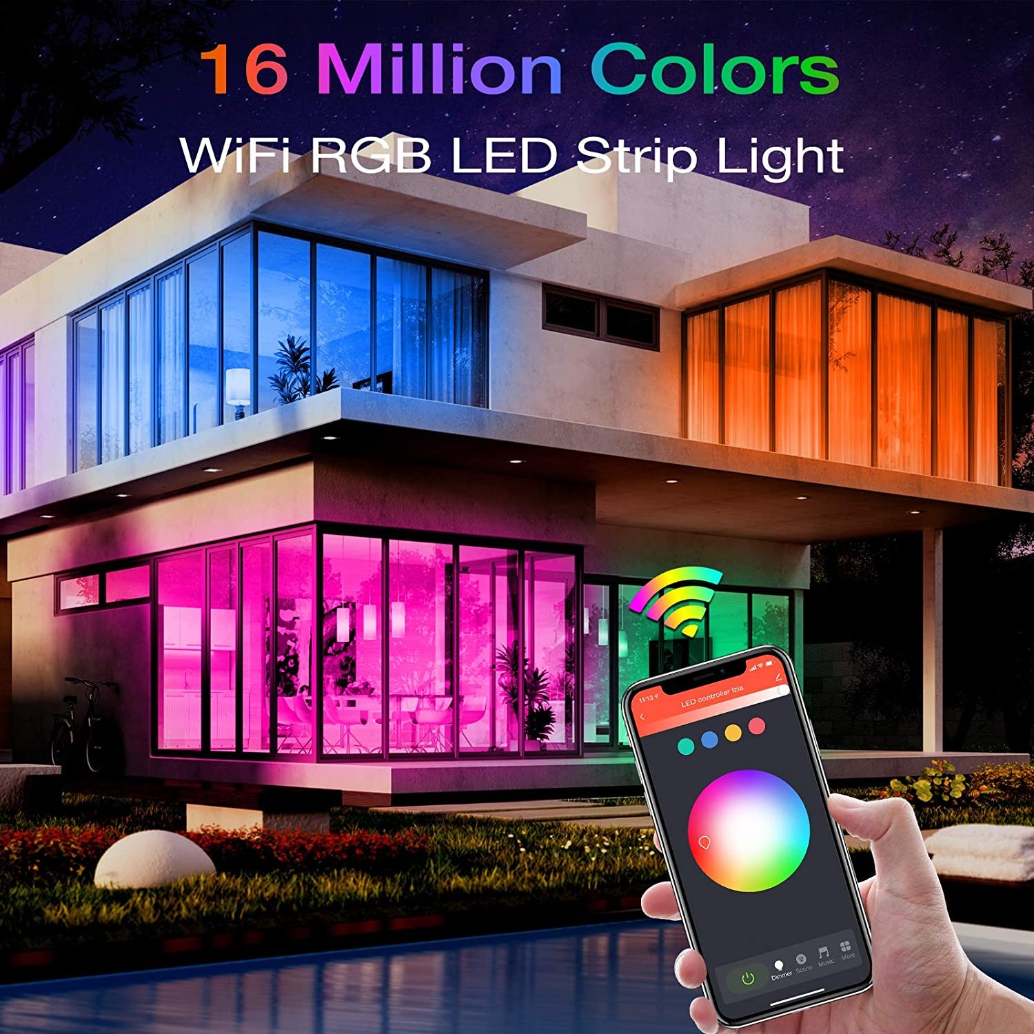 Alexa and Google Assistant Full color smart light strip Segmented Color Control DC5V