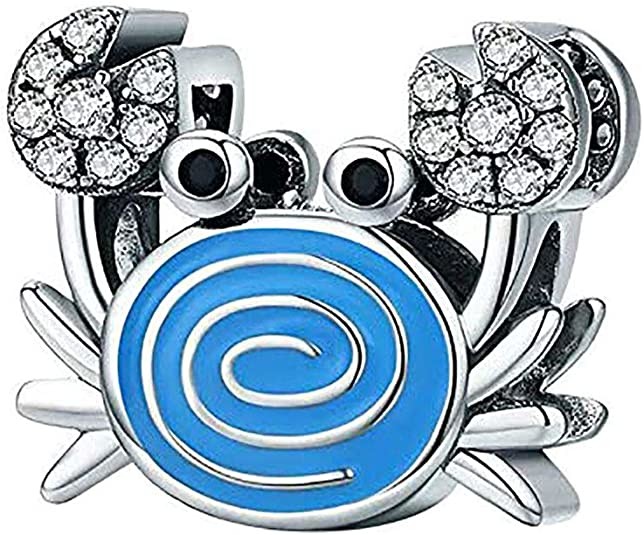 Blue Mermaid Tail & Shell Pearl Charm 925 Sterling Silver Ocean Charm Beads for Bracelet & Necklace