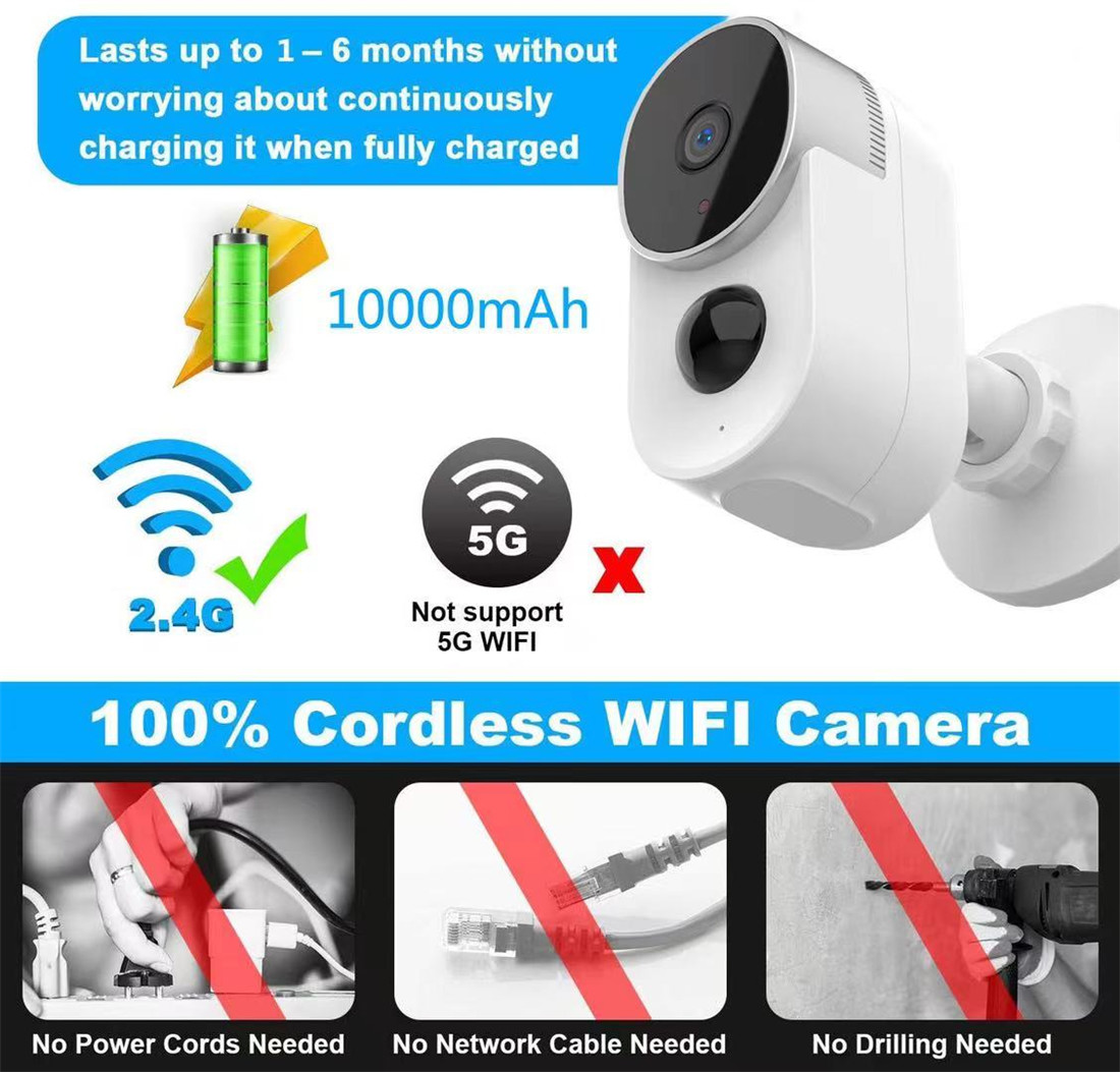 Unistone 2MP 10000mAh Battery Solar Powered Camera Supported Google Home / Alexa(US-BC204GA) Product model:CA0150 Comm
