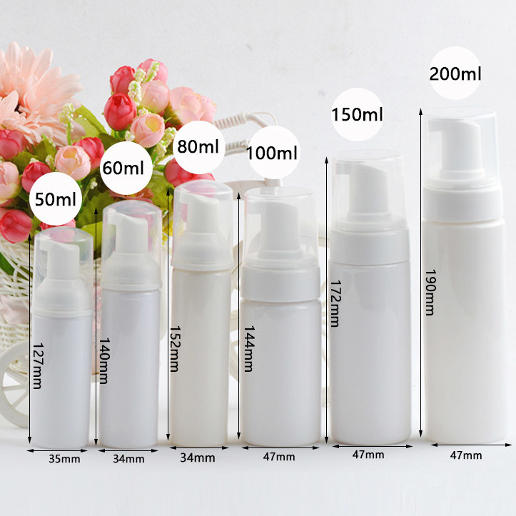 Foam Soap Pump Plastic Cosmetic Bottles Non Spill 50ml 100ml 150ml 200ml