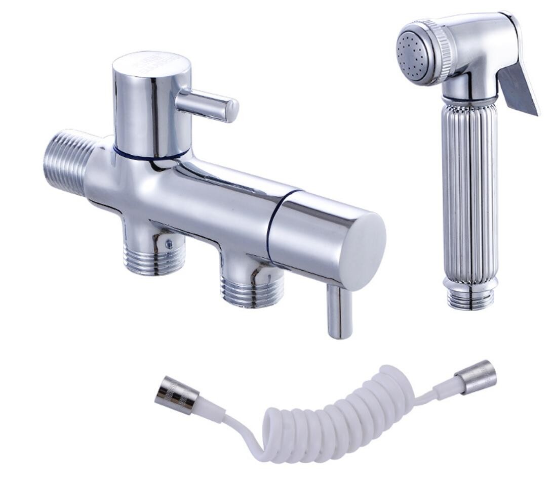 Double Outlet Connector Brass Angle Valve For Shattaf Toilet Washing Machine
