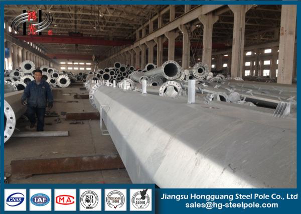 Double Circuit Suspension Steel Electrical Transmission Poles Yield Strength 235