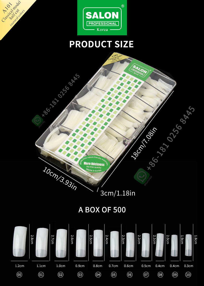Half Cut French Nail Tips ABS Plastic Material