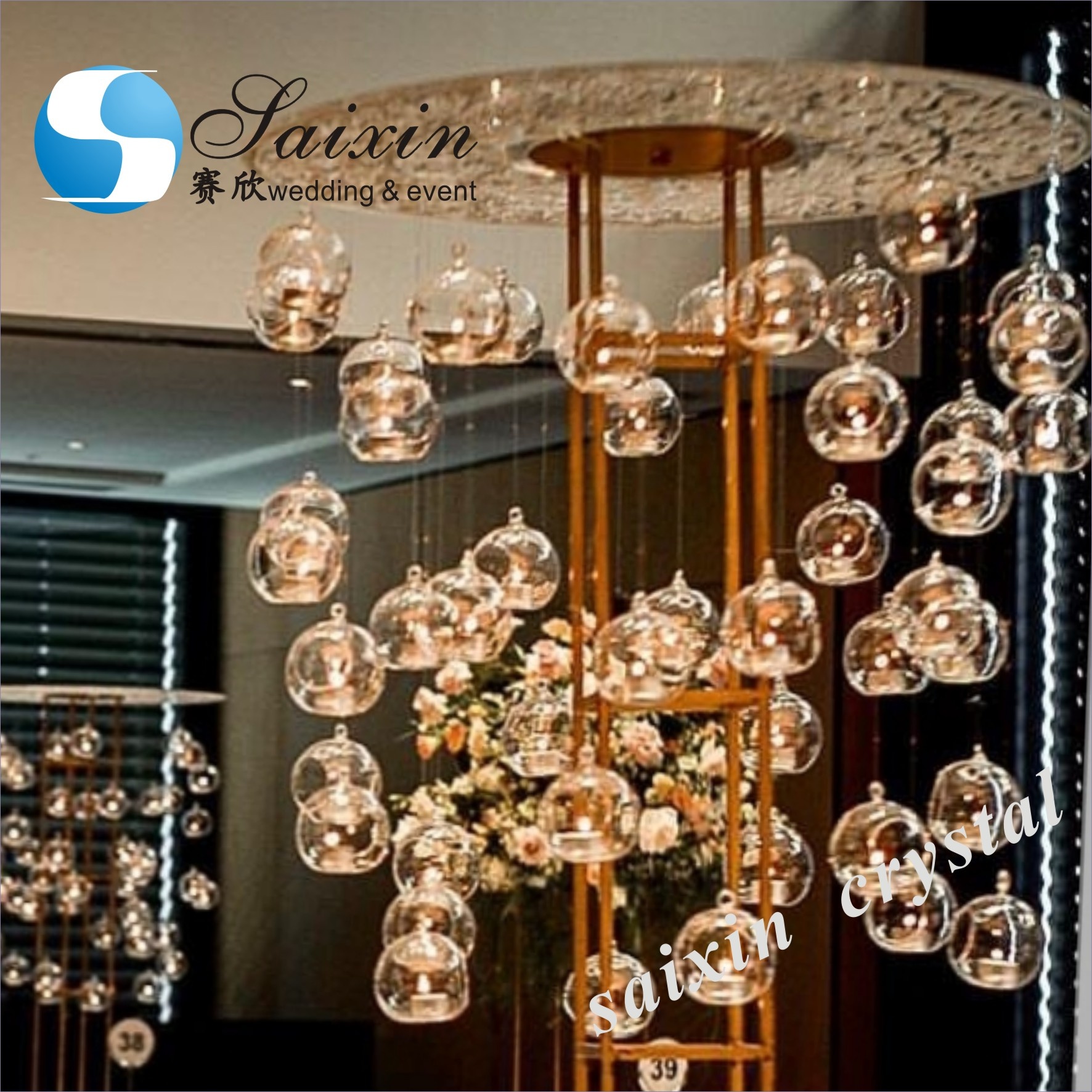 New Design Crystal Candelabra 12 Arms Tall Wedding Decoration Gold Wedding Centerpiece Candelabra