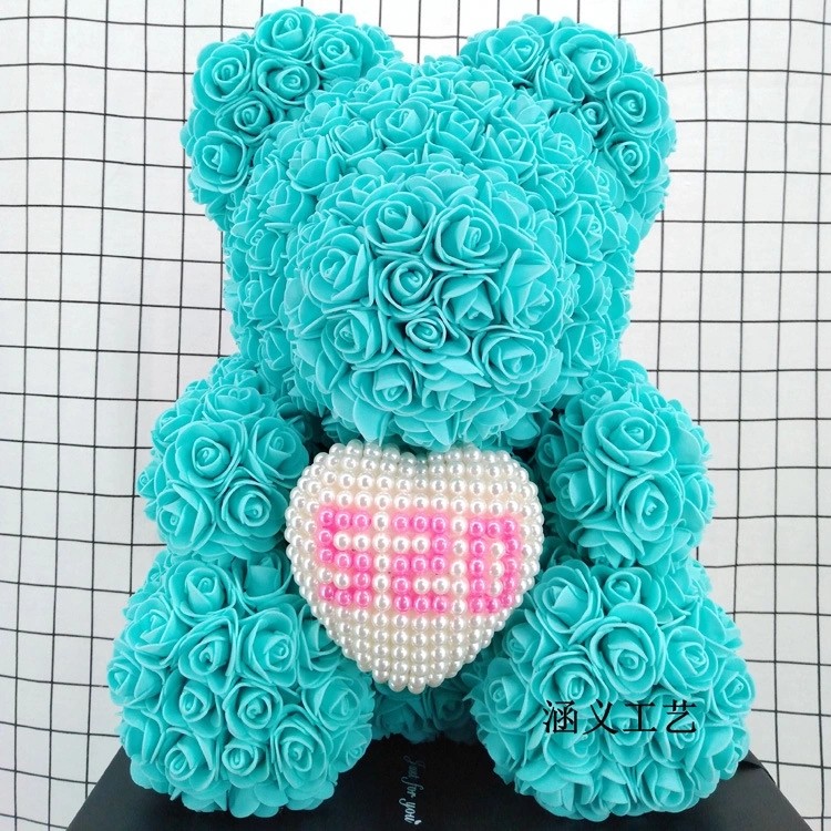 Popular Rose Bear Foam Rose Teddy Bear With Pear Heart For Valentines Day